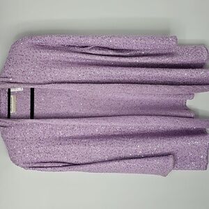 Alfred Dunner Sparkling‎ Lilac Purple Open Front Evening Jacket Cardigan